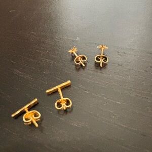 Gorjana Tanner Mini Bar Studs & Mini Star Earrings.  Two pairs!
